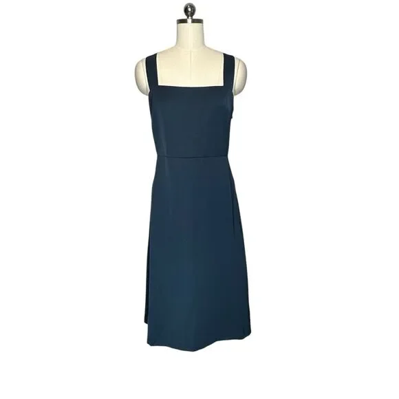 knee length dresses for ladies Linen Square Neck Sleeveless Dress Cassidy